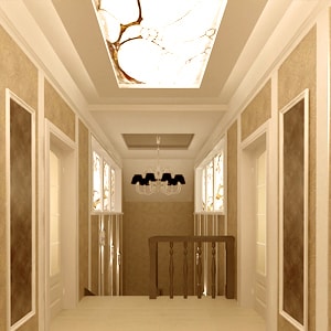 Эскиз коридора и светильника с витражным рисунком